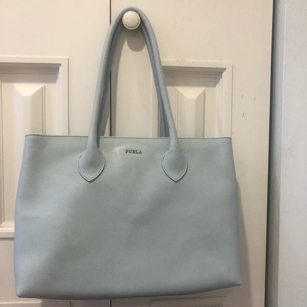 Light Blue Leather Furla Bag/Purse